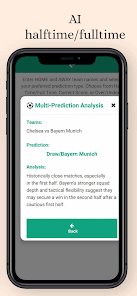 Football Predictions AI mobile app screenshot 3 showing app interface